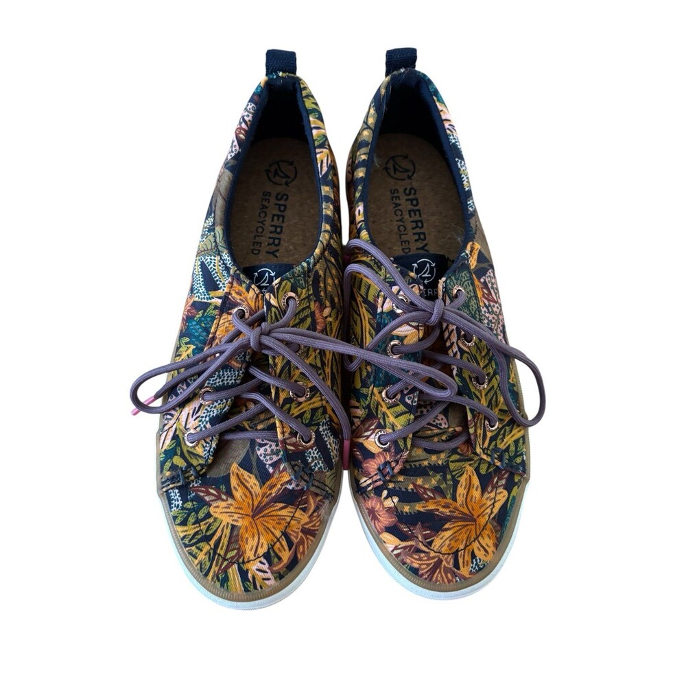 Sperry Crest Vibe SeaCycled Floral Sneakers Women’s 8 Eco Canvas Slip On